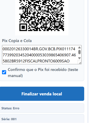 Pagamento Pix no Frente de Caixa FiscalPronto